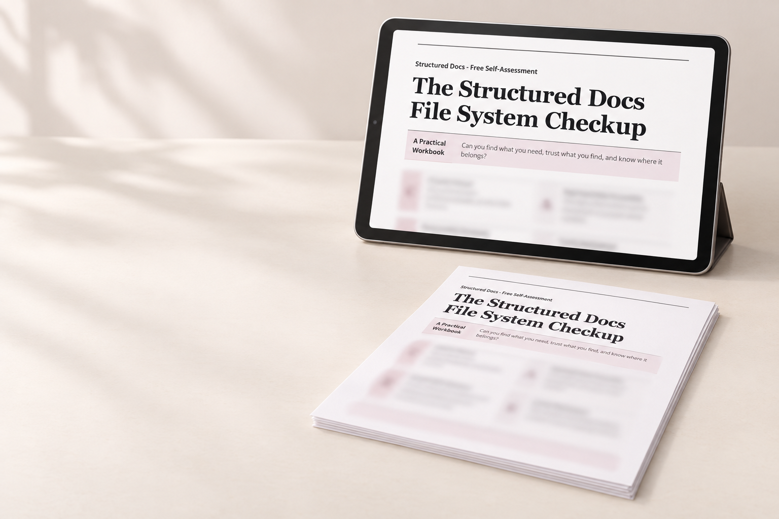Structured Docs Free File System Checkup workbook mockup